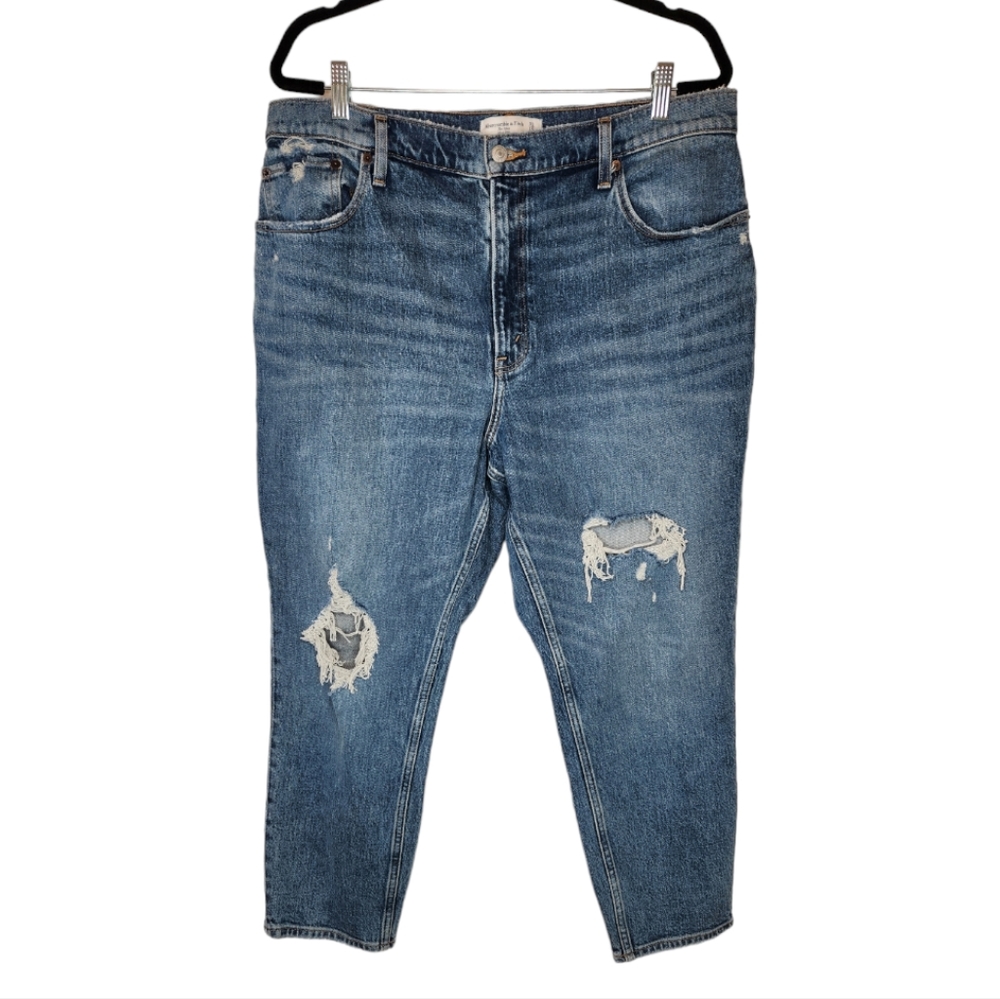Abercrombie & Fitch The Mom High Rise Distressed Jeans 16/33 S